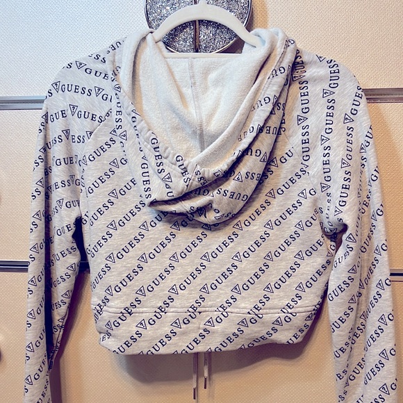 Guess Grey and Black Cropped Logo Hoodie - Picture 4 of 5